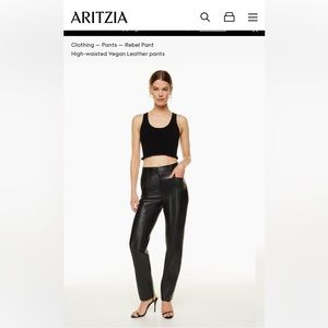 Aritzia brand new black Rebel vegan leather pants size 0